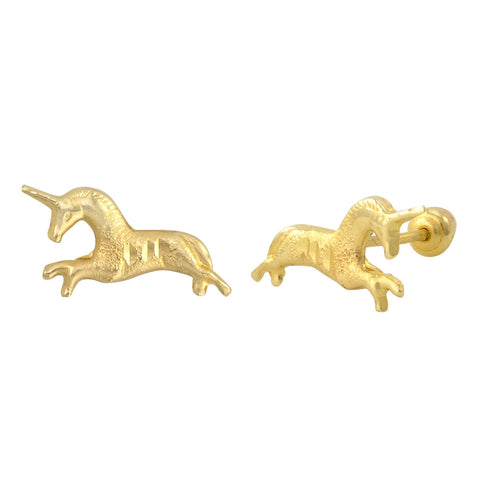 10k Yellow Gold Earrings Unicorn Studs with Screwbacks - Jewelryland.com