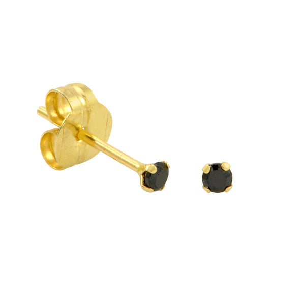 10k Yellow Gold Black CZ Stud Earrings Cubic Zirconia Round Prong Set - Jewelryland.com