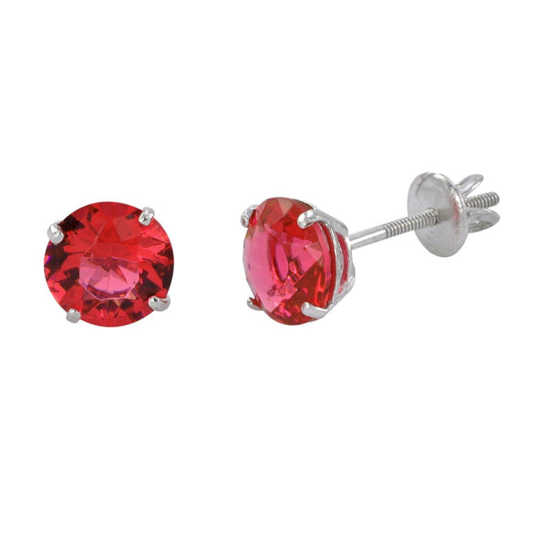 Sterling Silver Ruby CZ Cubic Zirconia Screwback Earrings - Jewelryland.com