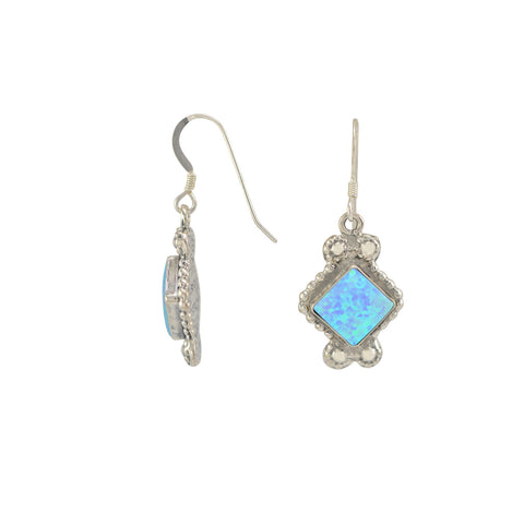 Sterling Silver Periwinkle Green Opal Dangle Earrings for Women 33mm x 14mm - Jewelryland.com