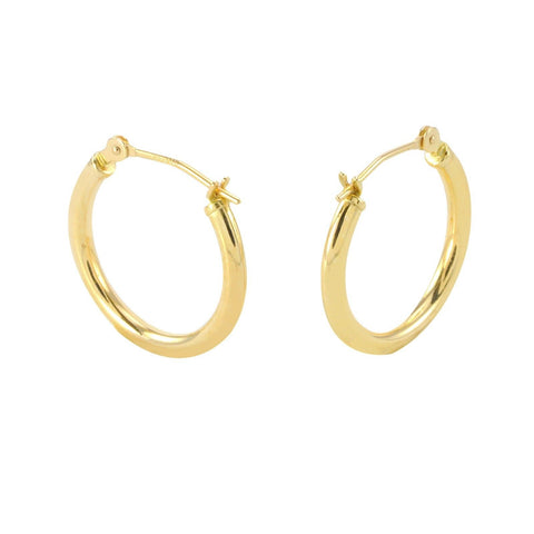 14k Yellow Gold Hoop Earrings 18mm Medium Latch Post Hoops - Jewelryland.com