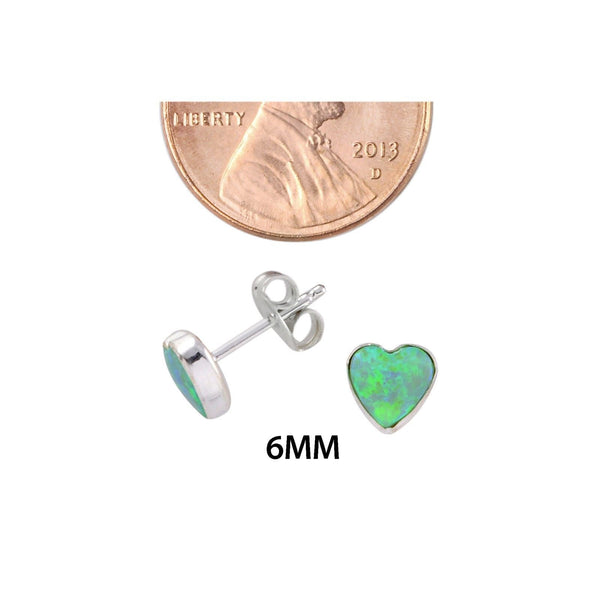 Green Opal Heart Stud Earrings 6mm Sterling Silver 925 - Jewelryland.com