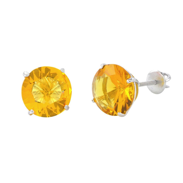 Sterling Silver Cubic Zirconia Earrings Screwbacks - Citrine CZ - Jewelryland.com