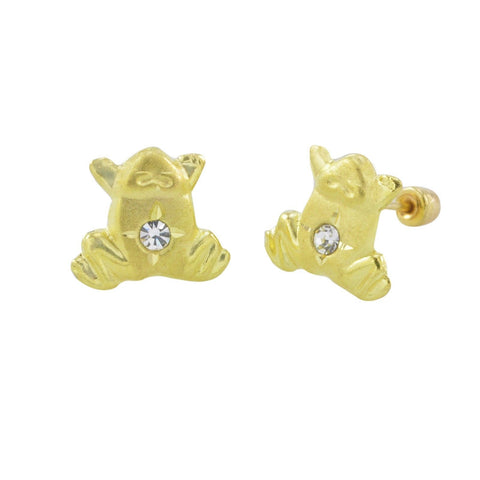 10k Yellow Gold Frog Stud Earrings with Screwbacks - Jewelryland.com