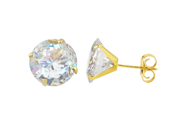 14k Yellow Gold Round CZ Cubic Zirconia Stud Earrings - Jewelryland.com