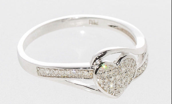 Diamond Heart Ring .15ct Sterling Silver, Size 7.25 - Jewelryland.com