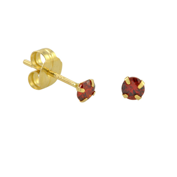 10k Yellow Gold Red Garnet CZ Stud Earrings Cubic Zirconia Round Prong Set - Jewelryland.com
