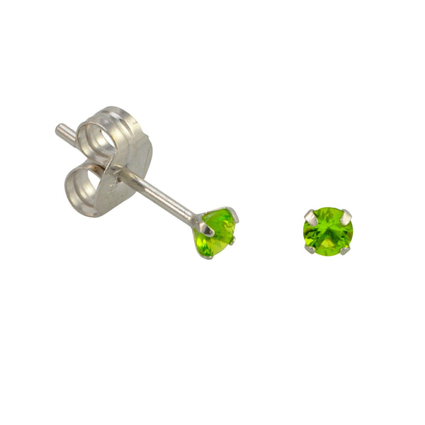 10k White Gold Peridot Green CZ Stud Earrings Cubic Zirconia Round Prong Set - Jewelryland.com