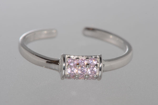 925 Sterling Silver Toe Ring Pink CZ Cubic Zirconia Cluster - Jewelryland.com