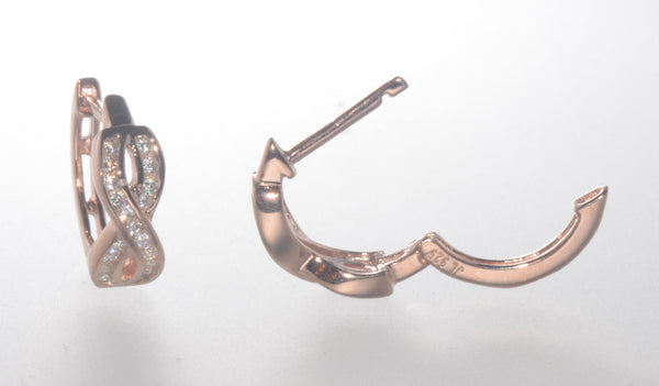 Sterling Silver Infinity CZ Huggie Hoop Earrings Rose Gold Plated - Jewelryland.com