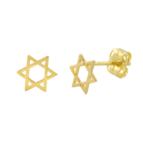 10k Yellow Gold Petite Jewish Star Stud Earrings 6mm x 6mm - Jewelryland.com