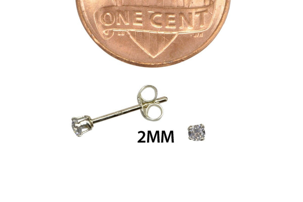 Sterling Silver Lavender Round CZ Stud Earrings Cubic Zirconia Prong Setting - Jewelryland.com