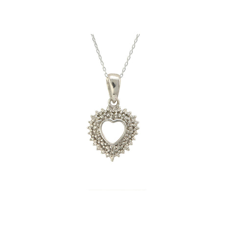 Open Heart Necklace Diamond Accents Sterling Silver, 18 Inch (.03 ct, I-J, I2-I3) - Jewelryland.com