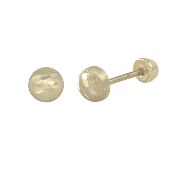 10k White Gold Half Ball Screwback Stud Earrings Matte Finish Laser Cut 4mm-7mm - Jewelryland.com
