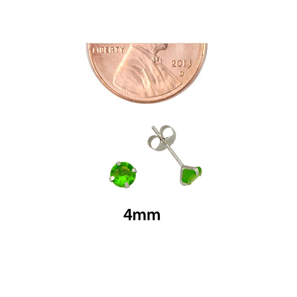10k White Gold Peridot Green CZ Stud Earrings Cubic Zirconia Round Prong Set - Jewelryland.com