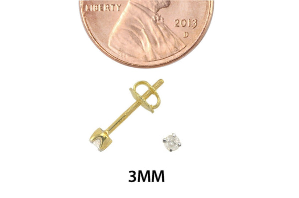 Diamond Solitaire Stud Earrings (.11 cttw, I-J, I2-I3) Gold Plated Screw Backs - Jewelryland.com
