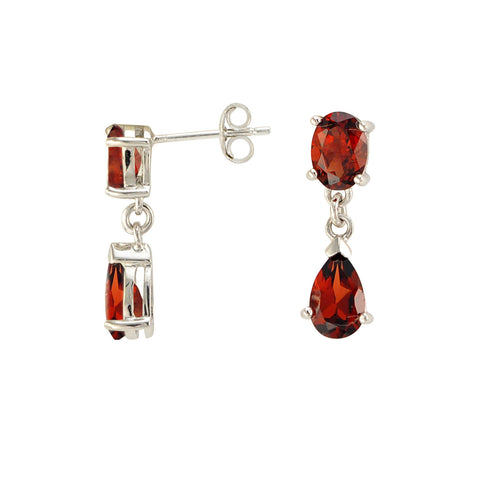 Garnet Gemstone Teardrop Dangle Earrings 925 Sterling Silver (3.57 cttw) - Jewelryland.com