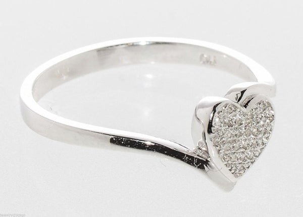 Sterling Silver Diamond Heart Ring .10ct, Micropave Setting, Size 7.5 - Jewelryland.com