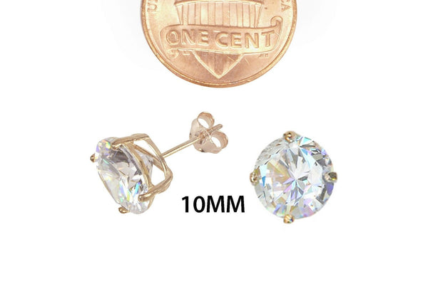 Sterling Silver Rose Gold Plated Round White Cubic Zirconia CZ Stud Earrings - Jewelryland.com