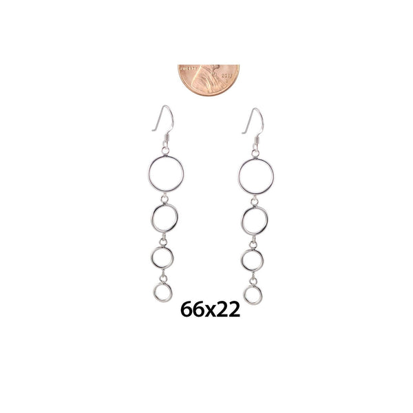 925 Sterling Silver Dangle Earrings Fancy High Polish 4 Circle Lg to Sm Design - Jewelryland.com