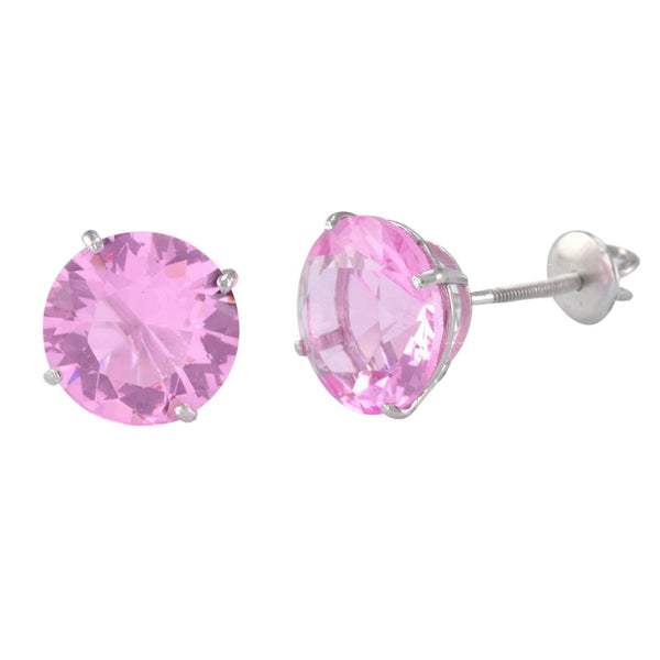 Sterling Silver Pink Cubic Zirconia Screwback Stud Earrings CZ - Jewelryland.com