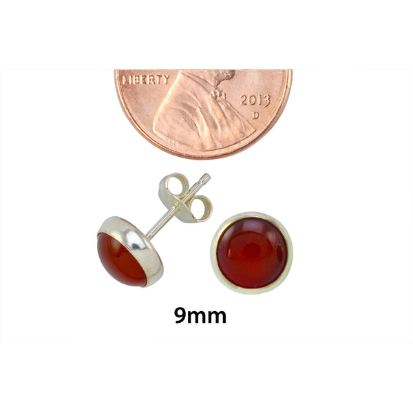 Sterling Silver Carnelian Gemstone Earrings 9mm Round - Jewelryland.com