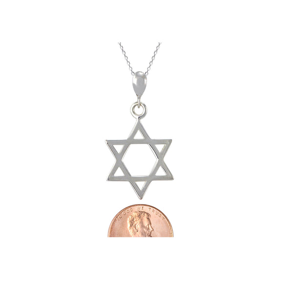 925 Sterling Silver Jewish Star of David Pendant Necklace on 18 Inch Chain - Jewelryland.com