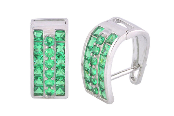 Leverback Earrings 3 Row CZ Cubic Zirconia Sterling Silver 10 colors - Jewelryland.com