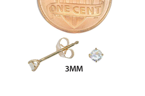 Sterling Silver Rose Gold Plated Round White Cubic Zirconia CZ Stud Earrings - Jewelryland.com