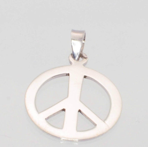 .925 Sterling Silver Peace Sign Symbol Pendant 29mm - Jewelryland.com