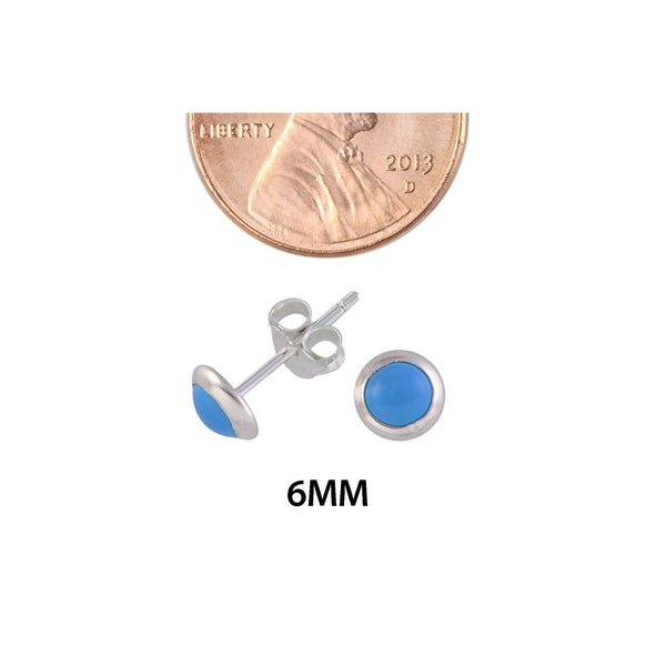 Larimar Gemstone Stud Earrings Sterling Silver 6mm Round - Jewelryland.com