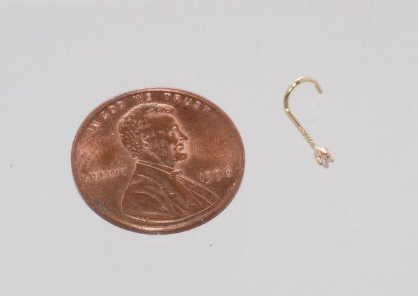 20g 14k Yellow Gold 1pt Genuine Diamond Nose Stud Nose Pin - Curved - Jewelryland.com