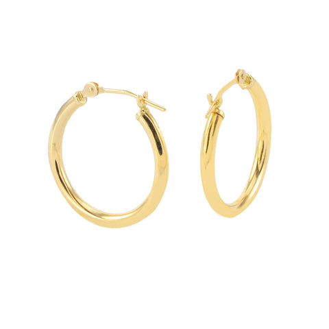 14k Yellow Gold Hoop Earrings 20mm Medium Latch Post Hoops - High Polish - Jewelryland.com