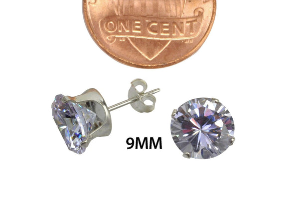 Sterling Silver Lavender Round CZ Stud Earrings Cubic Zirconia Prong Setting - Jewelryland.com