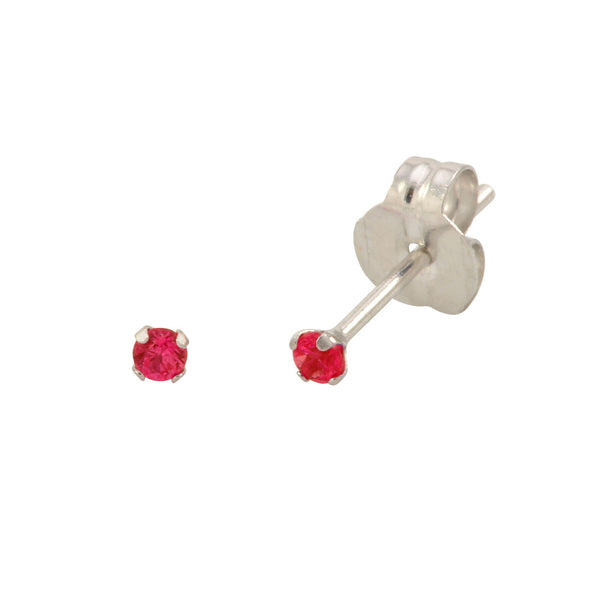 14k White Gold Ruby Red Cubic Zirconia Stud Earrings Round Birthstone CZ - Jewelryland.com