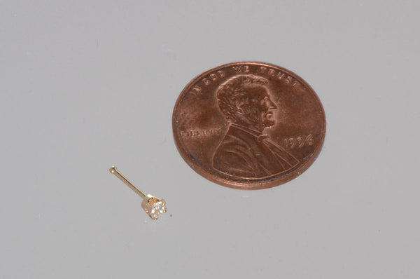 14k Yellow Gold .05 ct (5 Point) Genuine Diamond Nose Stud 20g Nose Pin - Jewelryland.com