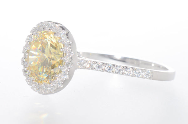 925 Sterling Silver Canary Cubic Zirconia Ring 8mm Yellow CZ Stone - Jewelryland.com
