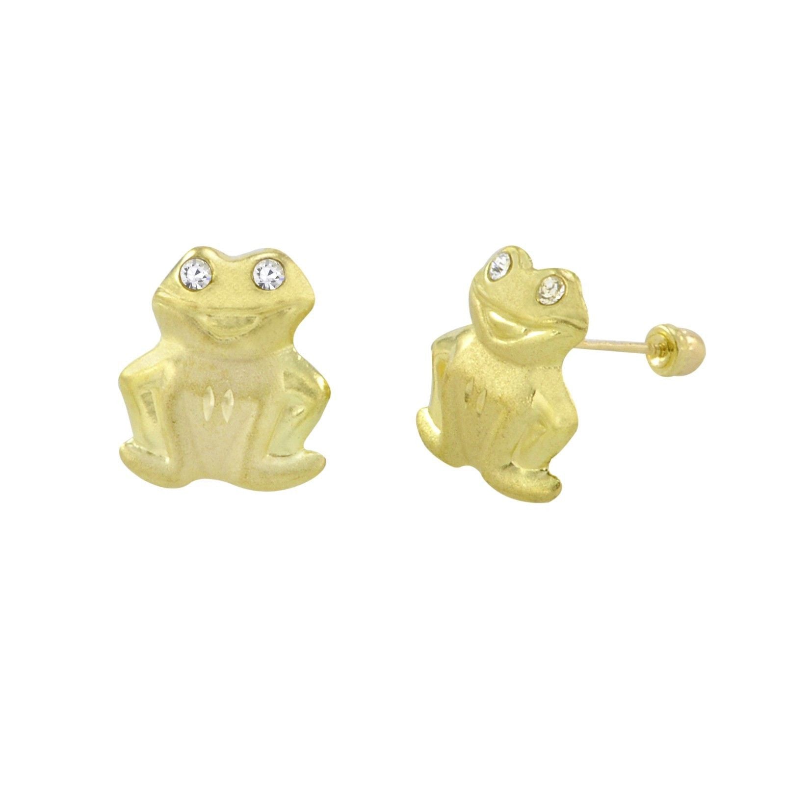 10k Yellow Gold Happy Frog Stud Screwback Earrings 10mm | Jewelryland.com