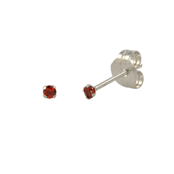 14k White Gold Round Garnet Red Cubic Zirconia Stud Earrings Prong Set - Jewelryland.com