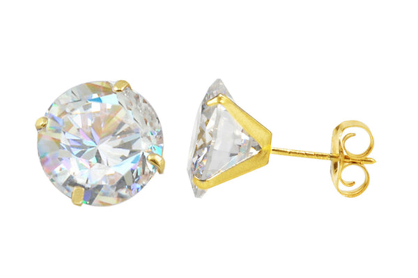 14k Yellow Gold Round CZ Cubic Zirconia Stud Earrings - Jewelryland.com