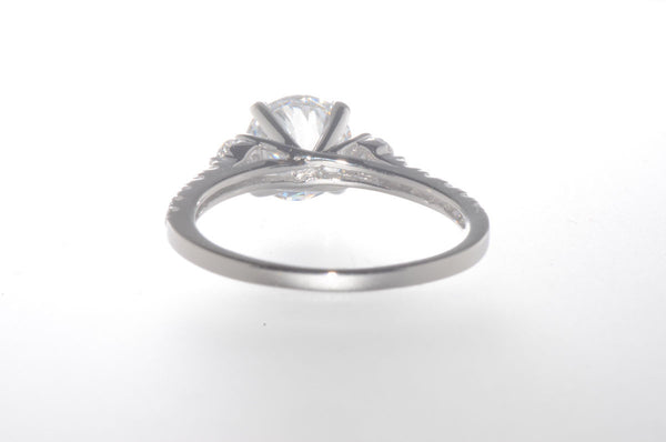 Sterling Silver Cubic Zirconia Ring 7mm Round Center CZ Stone with Accent Stones - Jewelryland.com