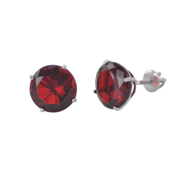 Sterling Silver Garnet CZ Cubic Zirconia Screwback Earrings - Jewelryland.com