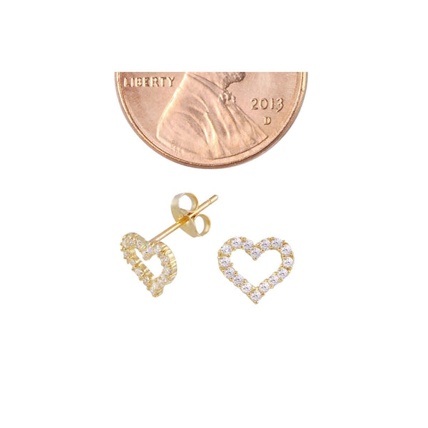 14k Yellow Gold CZ Heart Stud Earrings 7mm - Jewelryland.com