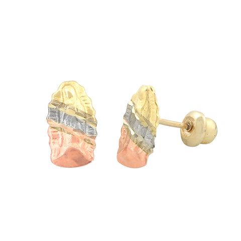 10k Gold Guadalupe Stud Earrings Screwbacks Tri Color Yellow White Rose Gold - Jewelryland.com