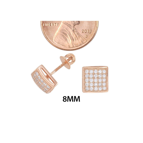 Screwback Earrings Sterling Silver Rose Gold CZ Studs 8mm Lightweight Dome - Jewelryland.com
