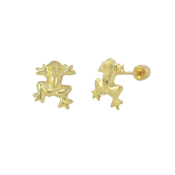 10k Yellow Gold Mini Frog Stud Earrings Screwbacks - Jewelryland.com