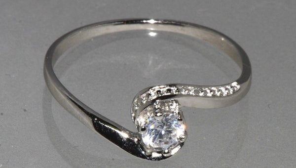 Sterling Silver Womens Cubic Zirconia Ring Round Clear CZ 4mm Stone - Jewelryland.com