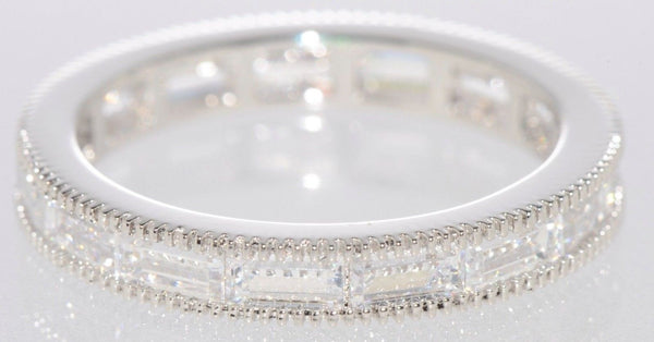 Womens Eternity Ring Sterling Silver Clear CZ Baguette 3mm wide - Jewelryland.com