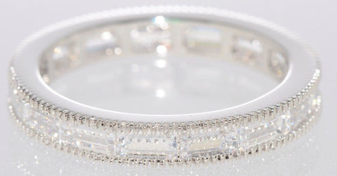 Womens Eternity Ring Sterling Silver Clear CZ Baguette 3mm wide - Jewelryland.com