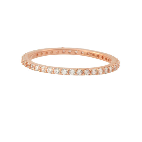 Sterling Silver Cubic Zirconia Ring Stackable Rose Gold Plated - 1.5mm Wide - Jewelryland.com